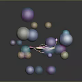 Pink Magic Wand With Shiny Multicolored Spheres On Black Background