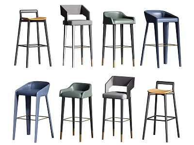 Modern Stylish Bar Stools With Various Colors And Unique Designs 3d model