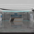 Modern Front Desk Reception With Marble Counter Glass Wall Polished Marble Floor And Spacious Lobby