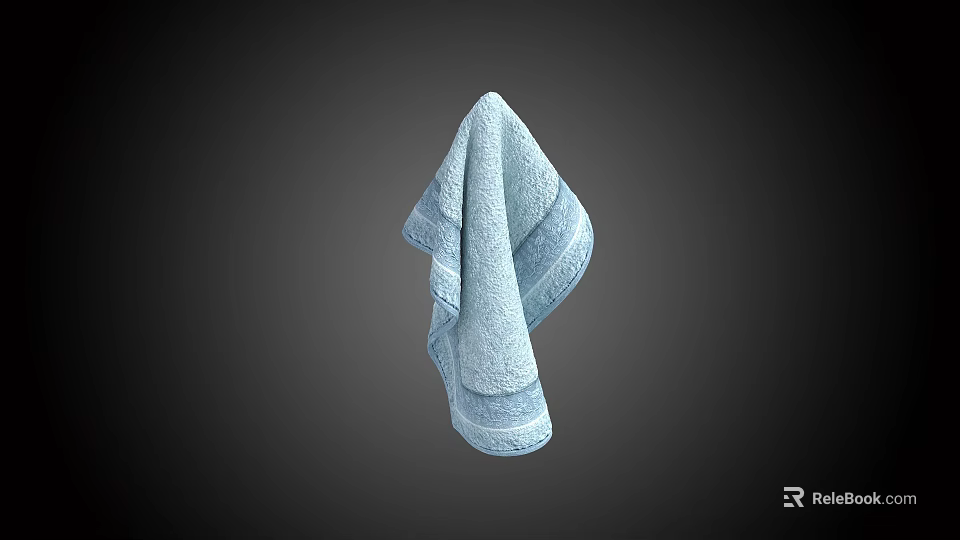 High Quality Light Blue Folded Towel with Soft Texture on Dark Background 3d model