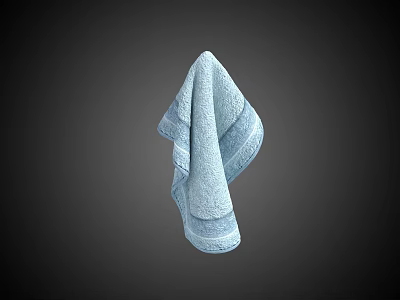 High Quality Light Blue Folded Towel with Soft Texture on Dark Background 3d model