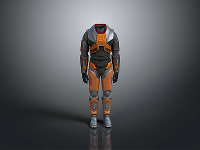 Black And Orange Protective Workwear Suit With Red Collar 3D Model Design For Daily Use 3d model