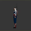 Game Movie Superhero Character In Red White Blue Suit With Mechanical Wings And Goggles