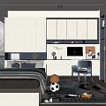 Modern Tatami Bedroom Interior With Platform Bed Desk Window And Storage Cabinets