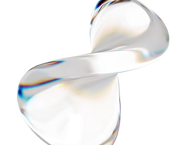 Transparent Glass Decorative Ornament Set With Twisted Shape And Iridescent Reflections 3d model