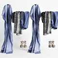Blue Robes With Gray Scarves And Matching Shoes On