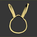 Golden Weapon Design with Curved Hooks and Green Accents on Base Stand
