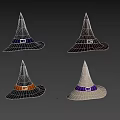 Stylish Witch Hats In Various Colors With Colored Buckled Belts