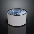 White Canned Food Container With Silver Lid And Pull Tab On Black Background 3d model