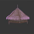 Traditional Conical Thatched Roof Building With Wooden Base And Spire Decoration