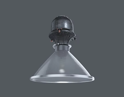 Modern Conical Chandelier With Transparent Glass Shade And Black Metal Top 3d model