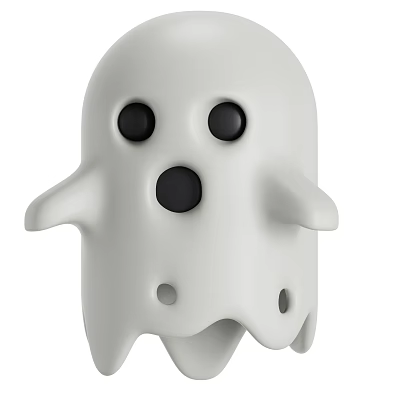 Cute White Ghost Shaped Decorative Ornament Set Featuring Black Eyes For Home Decoration 3d model