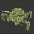 Detailed Military Tank With Camouflage Paint Armored Structure Main Cannon And Tracks