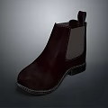 Wine Red Ankle Boots Featuring Stitching Design Black Sole And Gray Side Panel