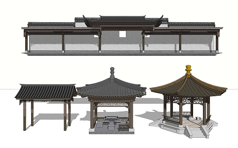 Chinese-style pavilion ancient pavilion courtyard pavilion corridor portico 3d model