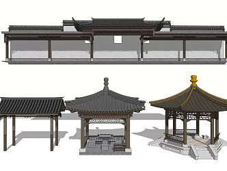 Chinese-style pavilion ancient pavilion courtyard pavilion corridor portico 3d model