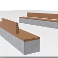 Modern Outdoor Landscape Seats With Wooden Top And Concrete Base Design