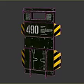 Green Industrial Box With Number 490 And Yellow Black Stripes