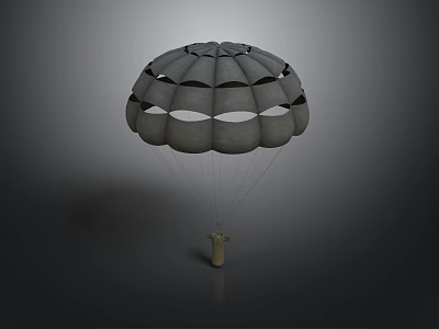 Gray Parachute Structure With Round Holes And Yellow Load Suspension Lines 3d model