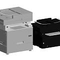 White and Black Multifunction Office Printers With Scan Copy Print Features 3d model