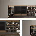 Modern TV Wall Unit Design With LED Lighting Storage Shelves And Decorative Items 3d model