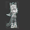 Cute Cartoon Character With Cat Ears Tail Brown Coat And Peace Sign Gesture