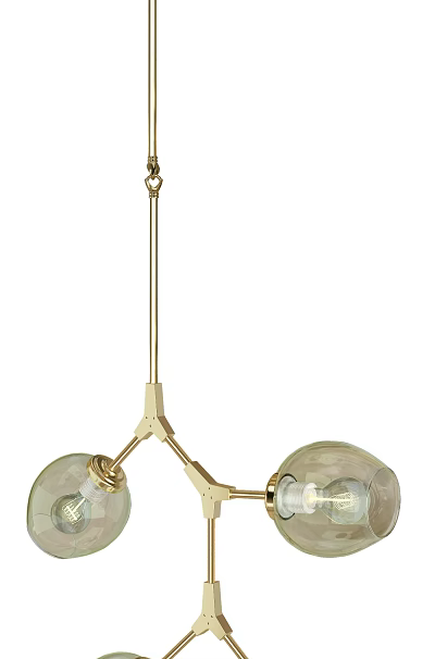 Elegant Modern Chandelier With Brass Frame And Two Frosted Glass Shades Design 3d model