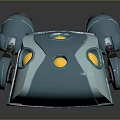Blue Robotic Cosmic Probe With Yellow Circular Sensors And Mechanical Parts For Deep Space Exploration
