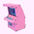 Pink Arcade Play Equipment With Retro Gaming Screen Joystick And Colorful Design