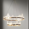 Modern Golden Double Layered Chandelier With Mountain Shaped Design And Warm Lighting