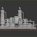 Industrial Processing Equipment System With Vertical Tanks Pipes And Control Panels