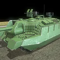 Green Military Tank Vehicle With Long Cannon And Armored Body On Road