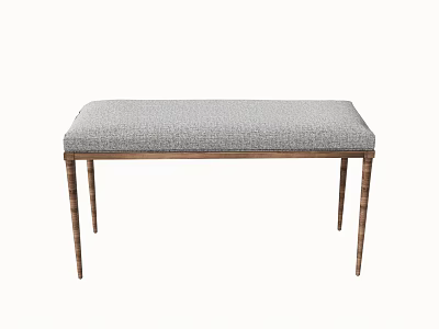 Modern Upholstered Sofa Bench With Gray Fabric Seat And Slender Metal Legs 3d model