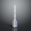 White Space Rocket With Blue Stripes And Booster Stages For Space Exploration