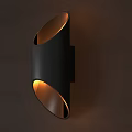 Modern Black Cylindrical Wall Sconce With Double Warm Light Openings On Dark Wall 3d model