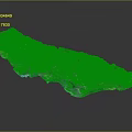 Colorful 3D Terrain Model With Blue Green White Mountain And Valley Textures