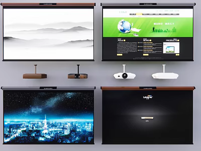 High Quality Projection Screens and Surveillance Cameras for Multi Scene Security Monitoring 3d model