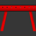 Red Frame Foosball Table With Green Playing Surface Player Rods And Soccer Goals