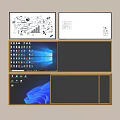 Multiple Display Screens Showing Hand Drawn Sketches And Desktop Interfaces