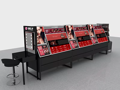 Black Modern Retail Showcase Shelves With Multiple Digital Screens For Product 3d model