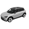 Modern Silver Compact Car With Black Roof And Sleek Exterior Design