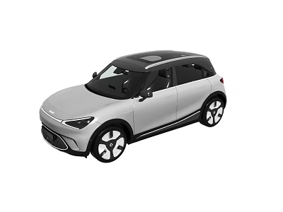 Modern Silver Compact Car With Black Roof And Sleek Exterior Design 3d model
