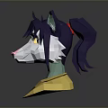 Low Poly Game Character With Purple Ears Yellow Eyes Pink Nose And Yellow Coat
