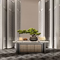 Hotel end view table porch table ornaments floral moss combination screen partition 3d model