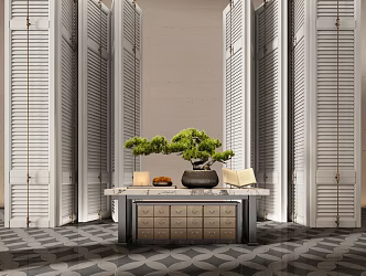 Hotel end view table porch table ornaments floral moss combination screen partition 3d model