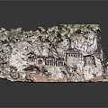 Natural Rock Formation With Carved Ancient Buildings And Mossy Surface Displaying Historical Artistry