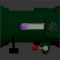 Green Industrial Mechanical Equipment with Fan Structure Red Button and Black Base