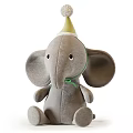 Plush Stuffed Animal Toys Elephant Giraffe Panda with Party Hats and Pom Poms