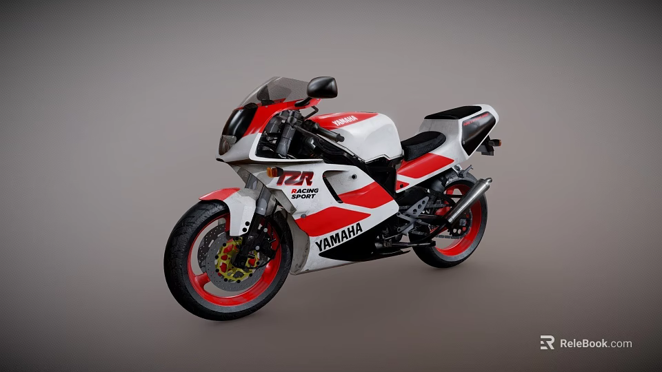 YAMAHA YZR 750 Sport Racing Motorcycle With White Red Body Black Seat And Red Rims 3d model 