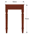 Elegant Red Wooden Writing Desk Featuring Drawers Gold Handles And Carved Legs